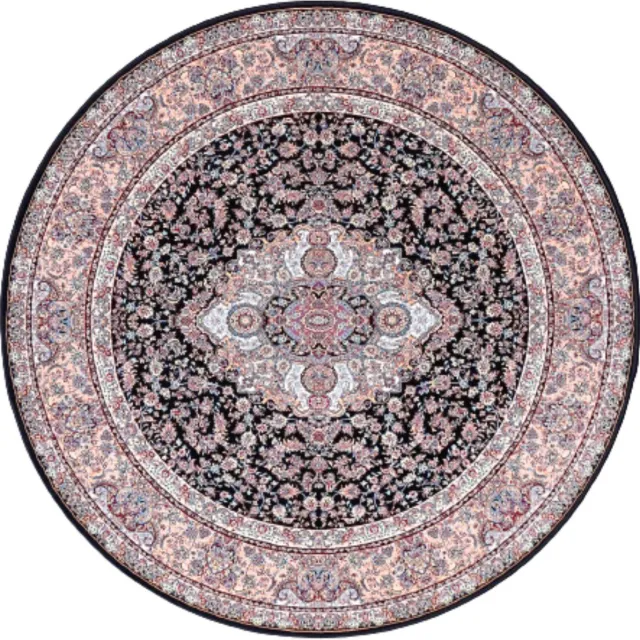 SusaStyle Perzisch Vloerkleed – Salari darkblue – Tapijt – Rond donkerblauw/zwart