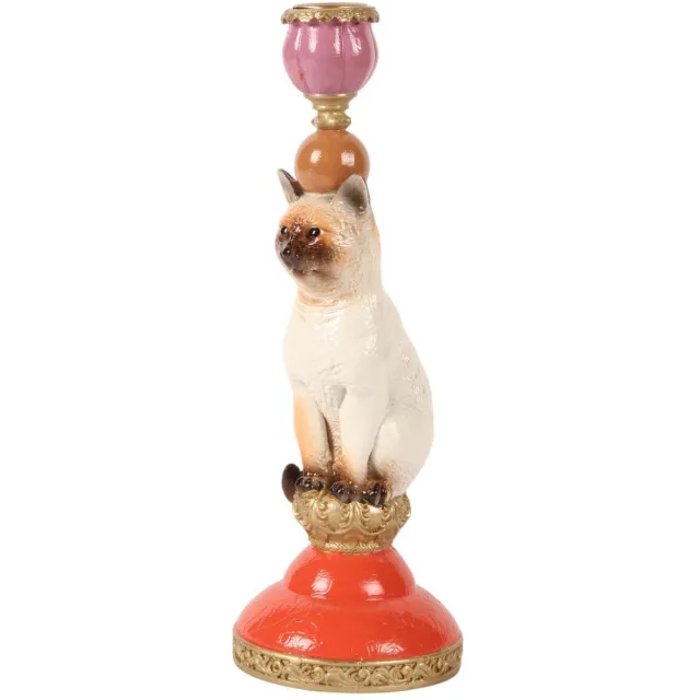 Baroque Kandelaar - Kandelaar Kat 26 cm - Multi - Resin - 26x9.5x9.5 - Polyresin Mixed