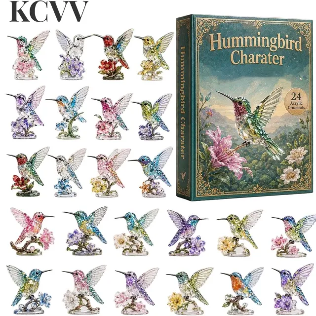 KCVV Winterkalender 2026 met kolibrie -adventskalender 2026-advent kalender 2026-adventskalenders- Gemaakt van acryl - Kerstfeestkalender voor in huis of raam - 26x18x3 cm