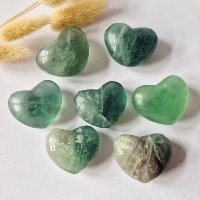 Moonlight Gemstones Edelsteen Bol Hartje Zaksteen 3-4cm – Fluoriet Meerkleurig