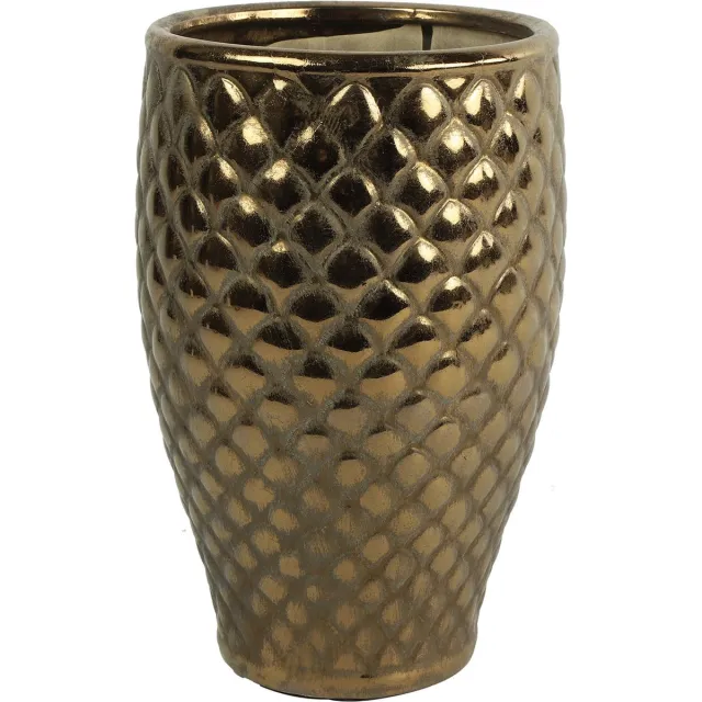 Countryfield Bloemenvaas Eldorado - terracotta - goud kleurig - 19 x 30 cm Goudkleurig