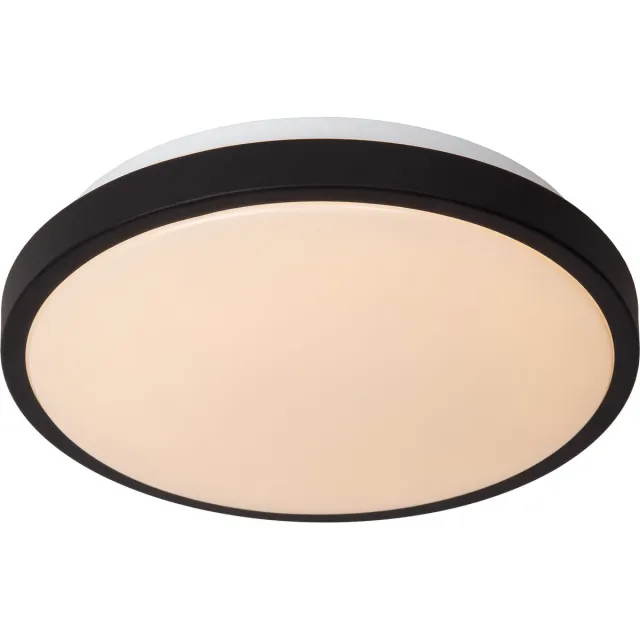 Lucide DASHER - Plafonnière (Plafondlamp) Badkamer - Ø 29,3 cm - LED - 1x12W 2700K - IP44 - Bewegingssensor - Zwart