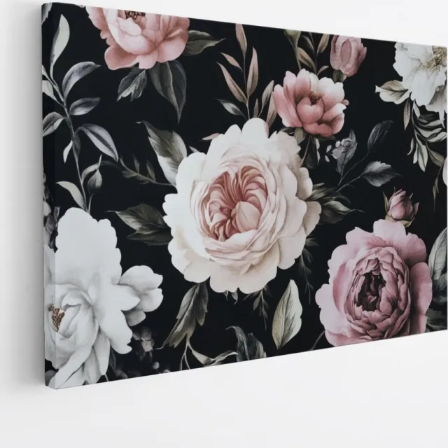 Saammp Canvas Schilderij - Wit - Natuur - Bloemen - 90x60 - Foto op canvas - Wanddecoratie - Muurdecoratie Woonkamer - Kantoor Decoratie Multicolor
