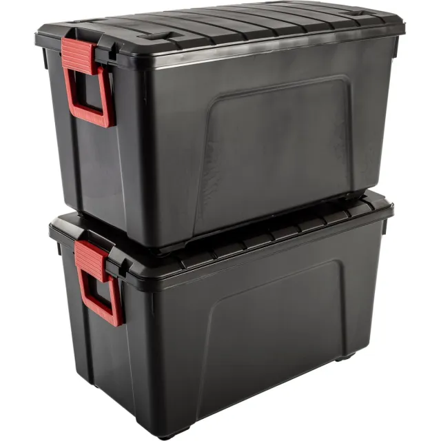 IRIS Store-It-All Opbergbox - 110L - Kunststof - Zwart - Set van 2