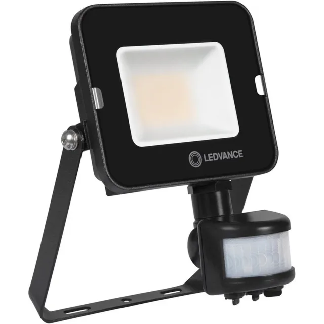 LEDVANCE LED Floodlight Compact Zwart 20W 2000lm 100D - 840 Koel Wit | IP65 - Symmetrisch - Bewegings- en lichtsensor