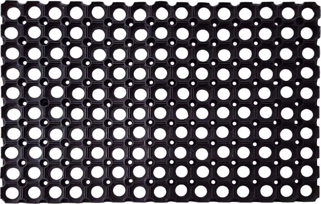 EZMarkt Rubber Ringmat 40 x 60 cm - Schoonloopmat - Deurmat voor binnen en buiten Zwart