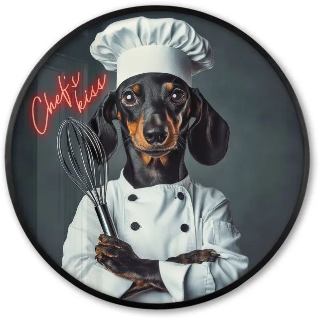 FrameYourWall Poster in lijst Rond - Fotolijst 80x80 cm - Posters - Quote - Neon - Hond - Kokskleding - Ronde posterlijst zwart - Decoratie - Wanddecoratie woonkamer - Muurdecoratie slaapkamer Multicolor