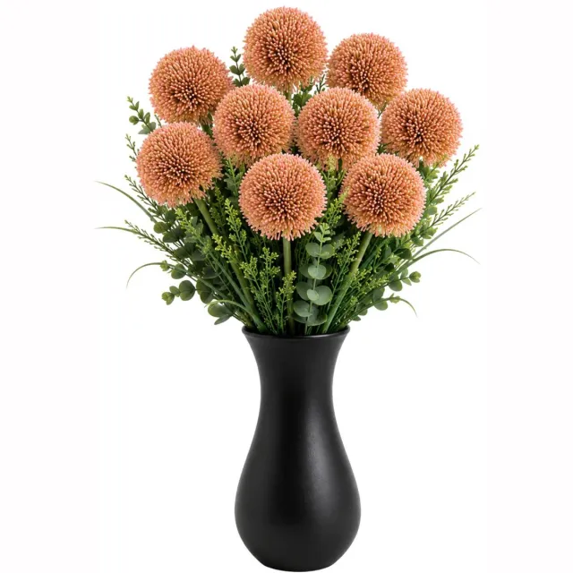 Bellatio Design Sierui Globemaster kunstbloem - 8x - losse stelen - zalmroze - 44cm - Natuurlijke uitstraling
