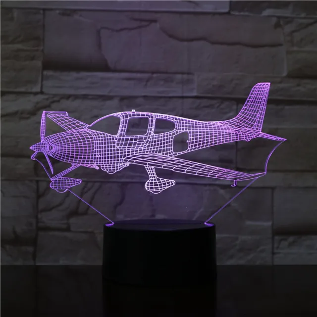MC Living 3D Led Lamp Met Gravering - RGB 7 Kleuren - Vliegtuig