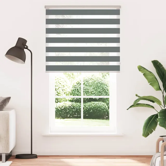 vidaXL Zebra rolgordijn 130x200 cm stofbreedte 125,9 cm donkergrijs grijs