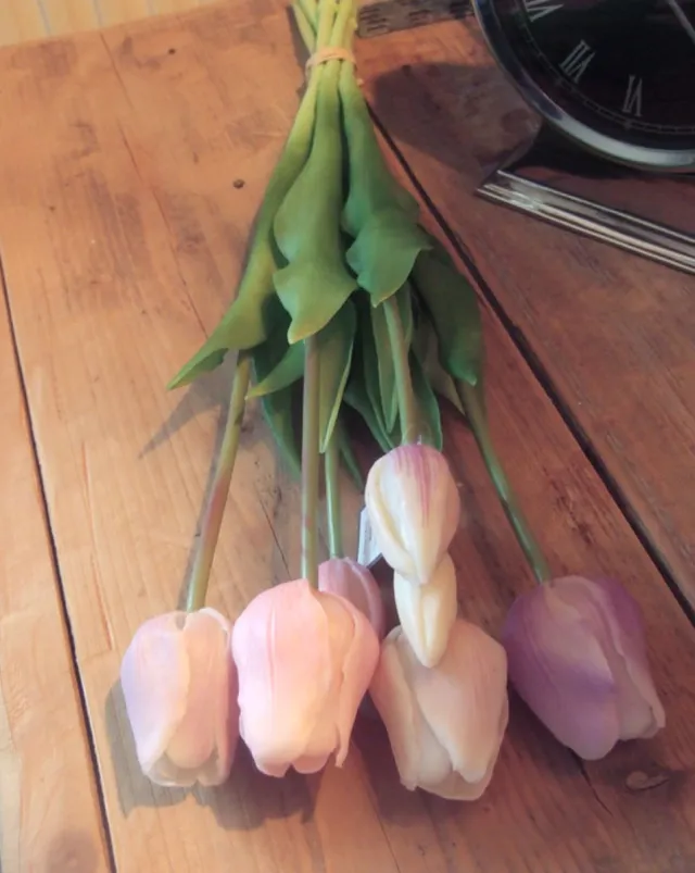 Barn12 Kunst tulpen lila mix - 47 cm - voorjaars kunstbloemen - nep tulpen - tulpenboeket