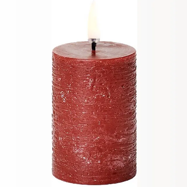Uyuni LED Stompkaars Carmine Red – Ø5 x H7,5 cm – Rustiek – 3D Vlam – Timer