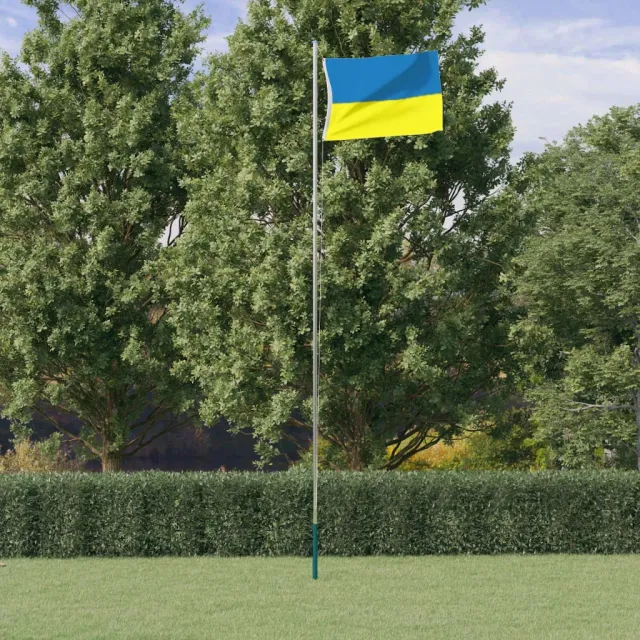 vidaXL Vlag Oekraïne met messing oogjes 90x150 cm Blauw