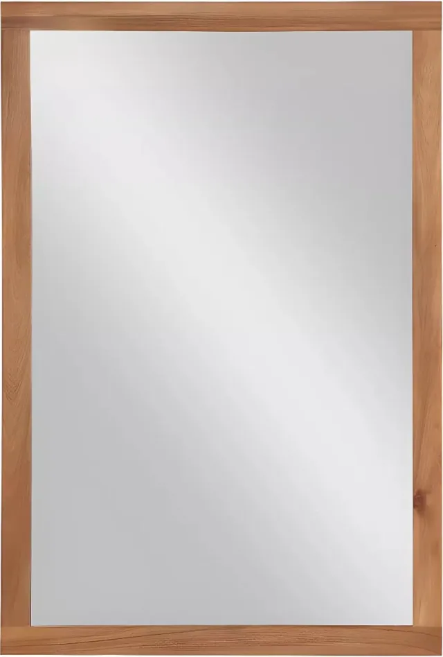 Vente-unique Rechthoekige spiegel met acacia houten lijst - 90 x 60 cm - SEPANG Natuurlijk donker