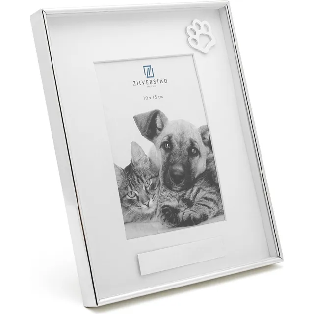 Zilverstad Memory fotolijst Huisdier met pootje 10x15 cm Zilver