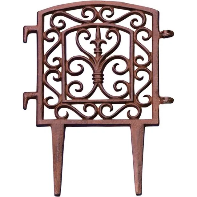 Esschert Design koppelbaar tuinhekje in gietijzer - 20,5 x 28 cm - Koppelbaar tuinhekje in gietijzer - 20,5 x 28 cm Roestbruin