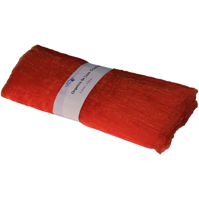 2LIF Organza de luxe Santiago crush 120 cm x 2,5 mtr Rood