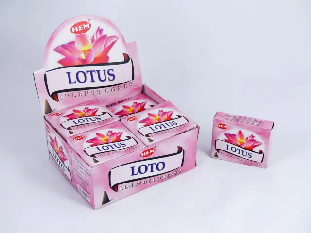 HEM Wierook Kegels / Cones - Lotus - Voordeelbox (12 Pakjes / 120 Kegels)