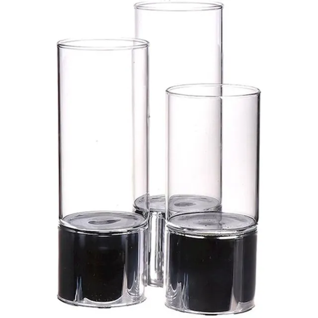 SmuldersDeco 3 stuks glazen waxinelichthouders met zilverkleurige basis Transparant