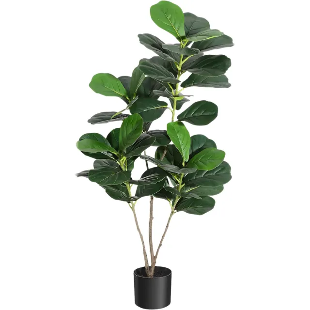 Happiq Kunstmatige Vioolblad Vijgenboom - Kunstplant - Voor Binnen, Buiten & Thuiskantoor - Grote Faux Plantenboom met Zwarte Plantenbak - Nep Plant Decoratie - Groen-150cm