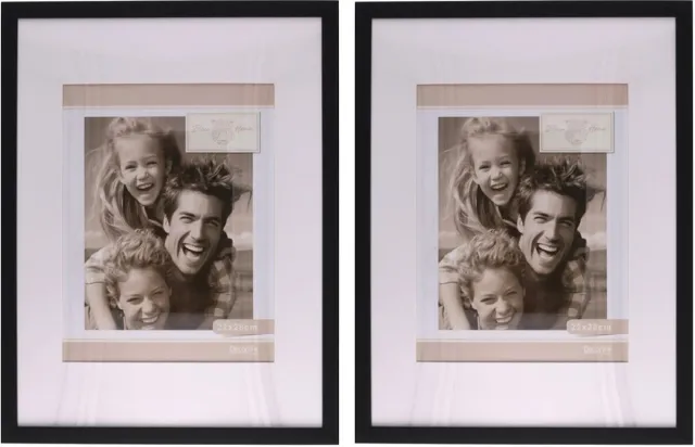 Gerimport Fotolijstje Paris - 2x - 30 x 40 cm - zwart - met passe partout - 22 x 28 cm - hout