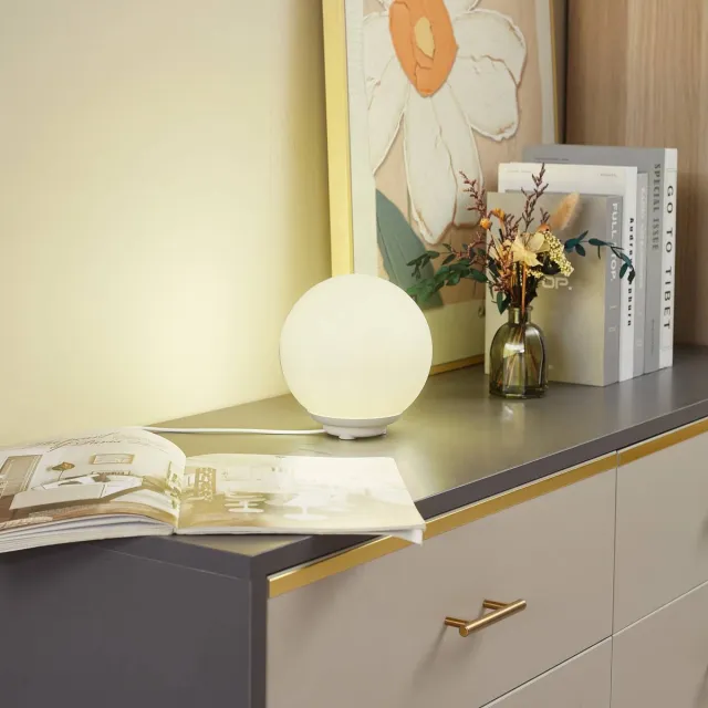 Lindby Slimme binnenverlichting - RGB - met dimmer - 1licht - Glas, plastic - H: 15.7 cm - wit mat - Inclusief lichtbron