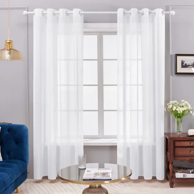 Deconovo Vitrage – duurzaam – luxe vitrage voor slaapkamer woonkamer eetkamer - hoogwaardig voile – vitrage gordijn Wit