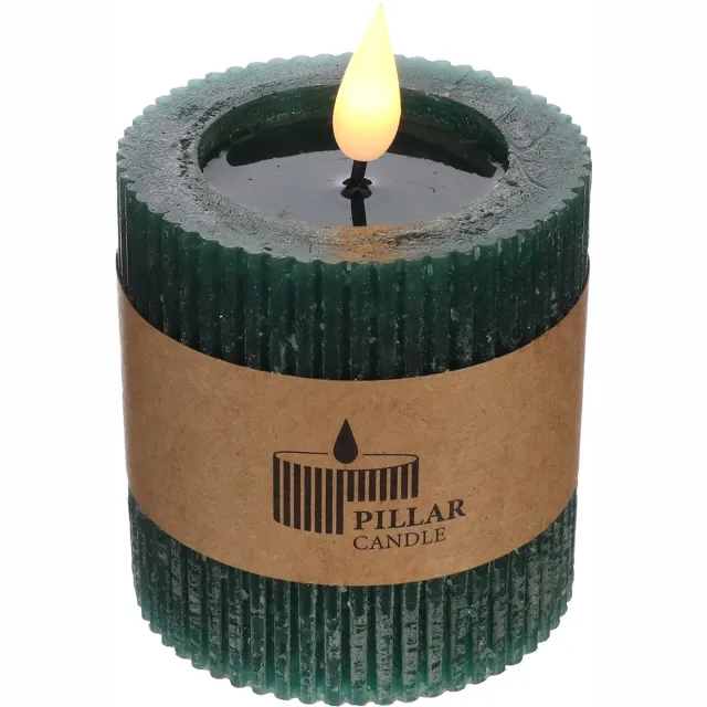 PacklinQ LED Pillar kaars Ø7 h. 7,5cm mosgroen (1 st)