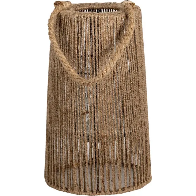 Clayre & Eef Windlicht Ø 19*30 cm Bruin Jute Rond Kaarsenhouder Sfeerverlichting