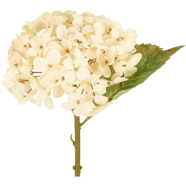 Viana Decoratieve hortensia's kunstcrème zijden bloemen 34cm 2 stuks Beige