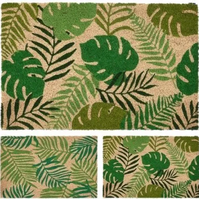 Excellent Houseware Deurmat - Kokosmat - naturel met patroon 39x59cm Wit