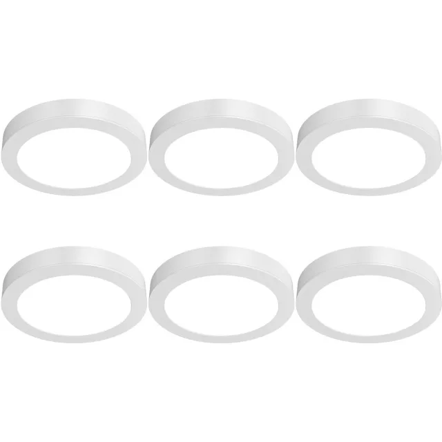 BES LED LED Paneel Slim Opbouw 6 Stuks - Brinton Thin - 24W 2400lm 120° Bundelhoek - Helder/Koud Wit 6500K - IP40 - Rond - Wit - Ø300mm