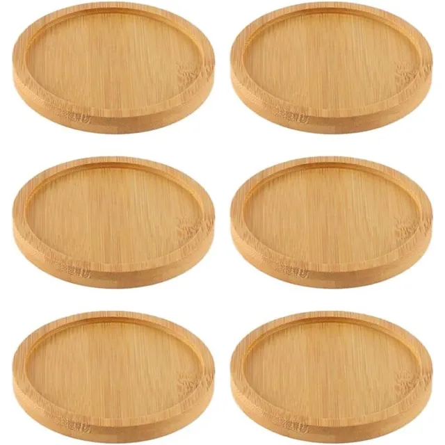 Jhubers goods Pakket van 6 kaarshouders set - Houten plaat voor kaarsen - Bamboe kaarsenhouder - Decoratieve kaarsenstandaard - Voor bruiloften en thuisdecoratie Any