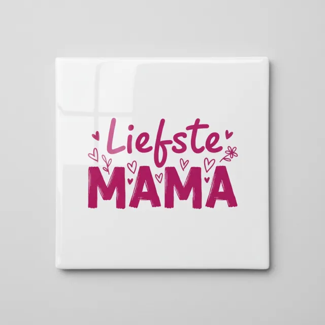 Nevolis Moederdag Decoratie Tegel “Liefste Mama” – Schattige Liefde Quote Wanddecoratie Cadeau voor Mama – 15 x 15 cm Keramische Tegel Multi Color