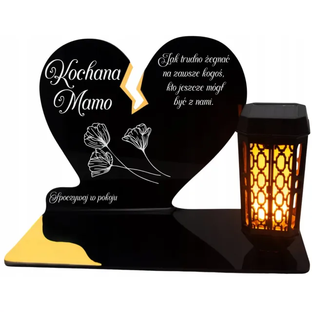 Decortrend LED-zonnekaars voor mama - Gouden hart voor het graf