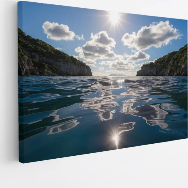 Saammp Canvas Schilderij - Rotsen - Zee - Landschap - Natuur - 40x30 - Foto op canvas - Wanddecoratie - Muurdecoratie Woonkamer - Slaapkamer decoratie - Canvas Print Multicolor
