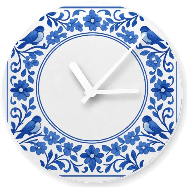 Mr Cadeautjes Glazen klok Ø 20 - design Een ronde botanische omlijsting rond een korte boodschap ove | cadeau Wit