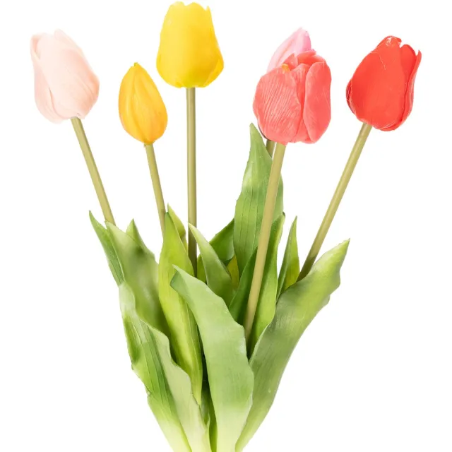 Viana Kunstmatig tulpenboeket, kleurrijk, realistische decoratie, hoge kwali veelkleurig