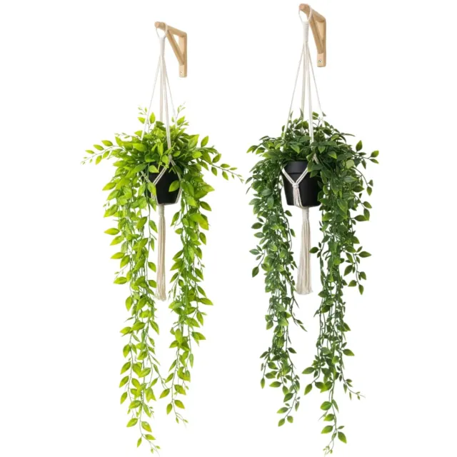 Unyqoos Set van twee levensechte kunstplanten voor veelzijdige binnen- en buitendecoratie Groen