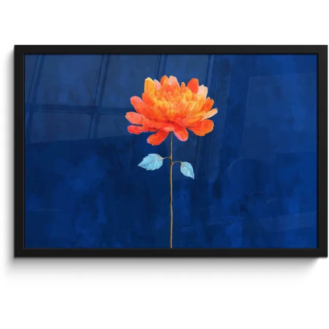 FrameYourWall Poster in lijst - Fotolijst 60x40 cm - Posters - Bloem - Oranje - Bladeren - Posterlijst zwart - Decoratie - Wanddecoratie woonkamer - Muurdecoratie slaapkamer