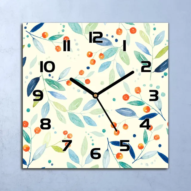 Coloray Wandklok - Bessentakjes Glazen Klok - 30x30 cm - Romig Wandklok - Wandklok Vierkant - Wandklok Industrieel - Wandklok Keuken - Stille Wandklok Romig - Bessentakjes - Zwarte Handen