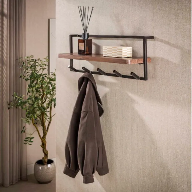 Meubelplaats Kapstok Air Pure 6H - Massief acacia bruin Naturel