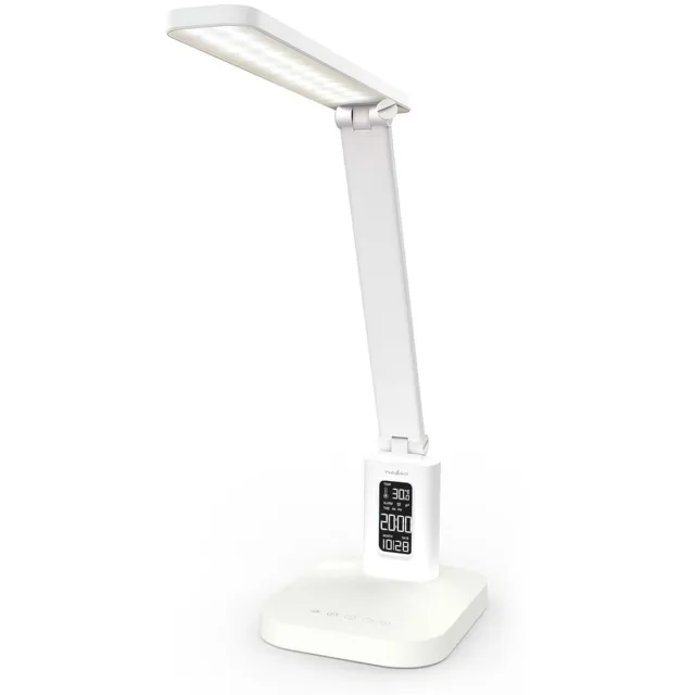Nedis LED Bureaulamp - Wekker functie - Dimbaar - 3 Lichtkleuren - 220 lm - Tafellamp - Wit