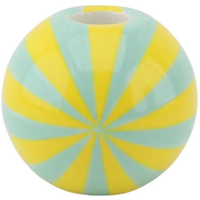 Housevitamin Kaarshouder - Kandelaar Swirl- Dolomiet - Geel/Mintgroen - 10x10x10cm