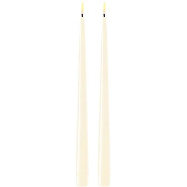 Deluxe Homeart Led Dinerkaars Crème 2.2 x 28 cm (2 Shiny Dinner Candles) Cream