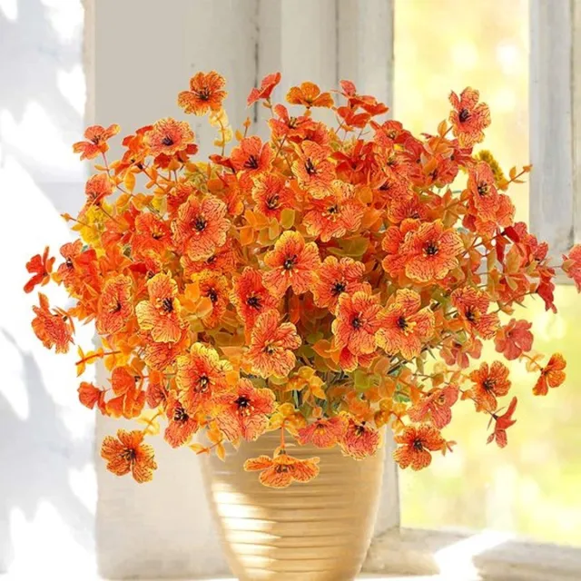 Zyronn 6 Bundels Herfstbloemen Kunstbloemen Herfst Als Echte Kunstbloemen Herfstdecoratie Herfstboeket Herfsttakken Zijden Bloemen Buiten Weerbestendig Herfstdecoratie Voor Buiten 6 Bundels-oranje kleur
