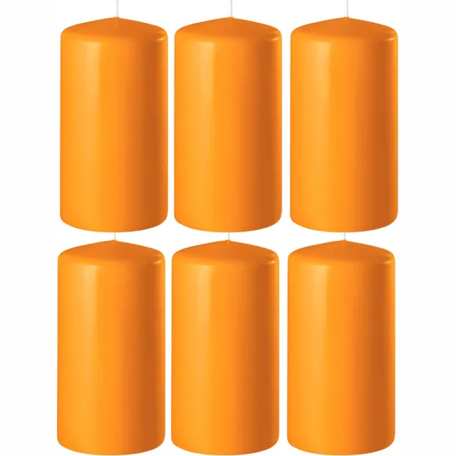 Enlightening Candles 6x Oranje cilinderkaarsen/stompkaarsen 6 x 8 cm 27 branduren - Geurloze kaarsen oranje - Woondecoraties