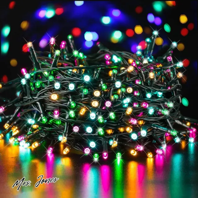 Mrs. Jones Kerstverlichting lichtketting buiten veelkleurig 8 standen met geheugenfunctie Waterdicht IP44 Kerstversiering voor binnen en buiten Kerstbomen feesten bruiloften (20M veelkleurig) .