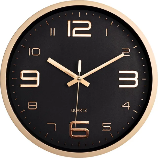 LW collection keukenklok rosé zwart 30cm - kleine wandklok - muurklok stil uurwerk - stille klok - kleine klok Rosegoud zwart