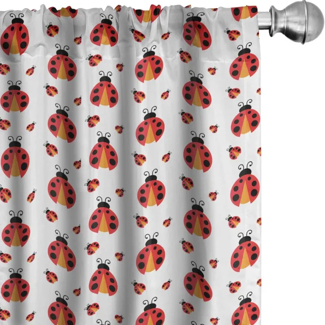 ABAKUHAUS Lieveheersbeestjes gordijnen – 2×75×175 cm – microvezel – vermiljoen Vermilion oranje